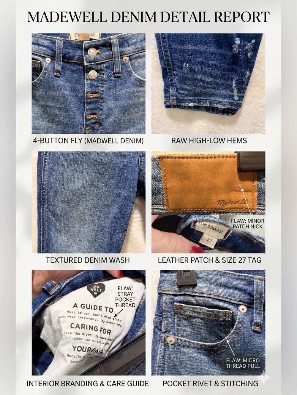 Madewell High Rise Slim Straight Jeans Distressed Button Front Blue Denim 27 - Picture 4 of 15